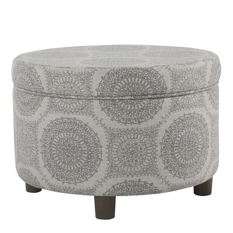 HomePop Round Storage Ottoman, Gray - Walmart.com