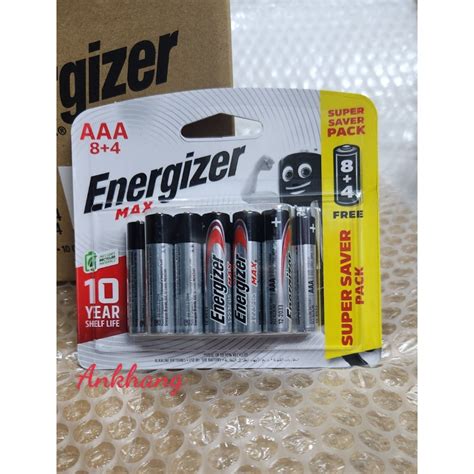 Vỉ 12 viên pin đũa AAA Energizer Max E92 BP 8 4 hàng chính hãng