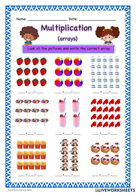 Multiplication Arrays Worksheet Live Worksheets Worksheets Library