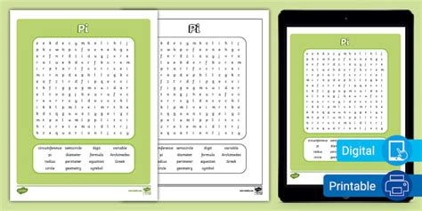 Pi Word Search For 3rd 5th Grade Hecho Por Educadores