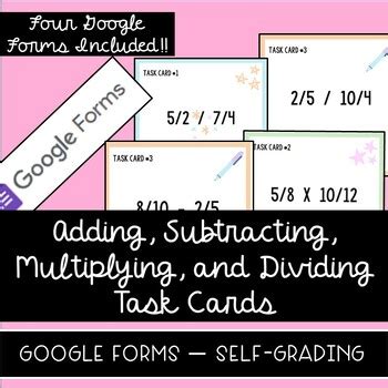 Add Subtract Multiply And Divide Fractions Task Cards Google Forms