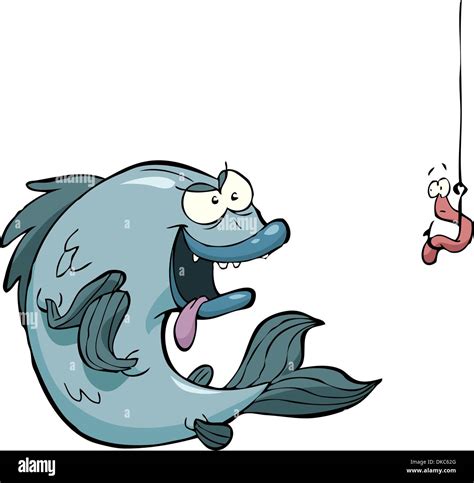 Fish And A Worm On A Hook Vector Illustration Stock Vector Image And Art