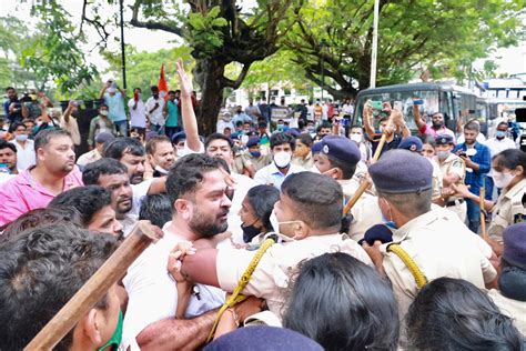 Police Use Lathi Charge On Protesting Youth Congress Members Several