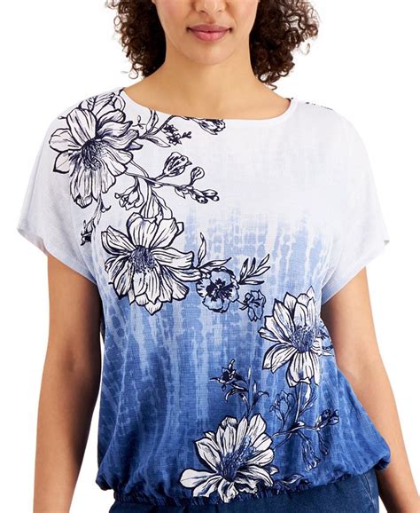 Jm Collection Printed Short Sleeve Top Created For Macys And Reviews Tops Women Macys