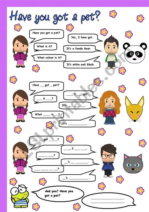 Have You Got A Pet Esl Worksheet By Soledadgrosso