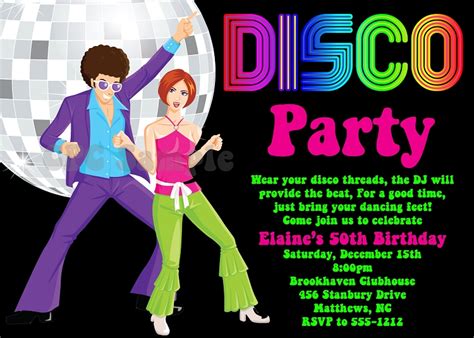 70s Disco Dance Party Birthday Invitations Printable Or Printed