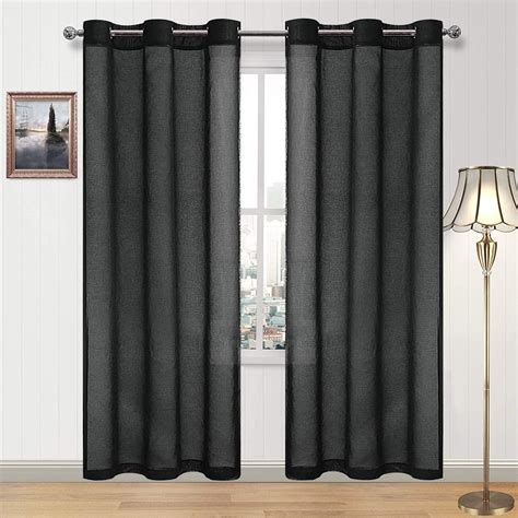 Amazon DWCN Black Sheer Curtains Semi Grommet Top Window Curtains