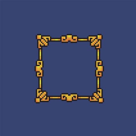 Premium Vector Golden Frame In Pixel Art Style