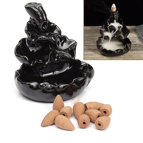 Quality Retro Porcelain Backflow Ceramic Cone Incense Burner Holder Buddhist Home Decoration