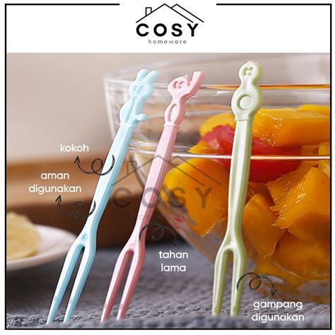 Jual COSY Garpu Mini Tusuk Buah Isi 50 Pcs Fork Garpu Plastik Tusuk