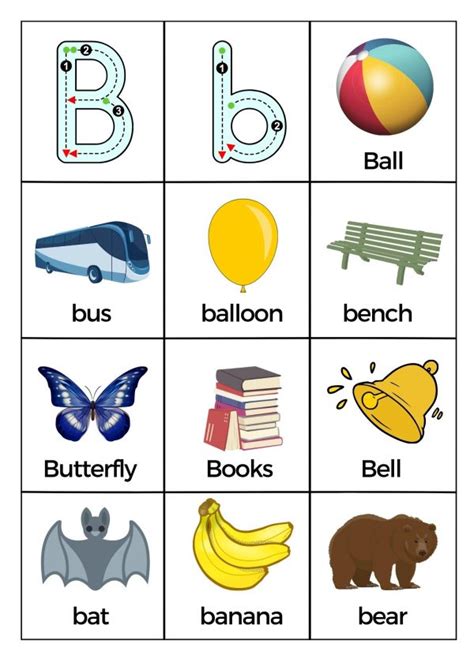 What Starts With Letter B Words Worksheets Printable Pdf