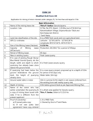 Fillable Online FORM 1M Modified Draft Form 1M Basic Information 1 Name