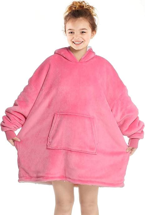 Touchat Wearable Blanket Hoodie Oversized Sherpa Blanket Sweatshirt