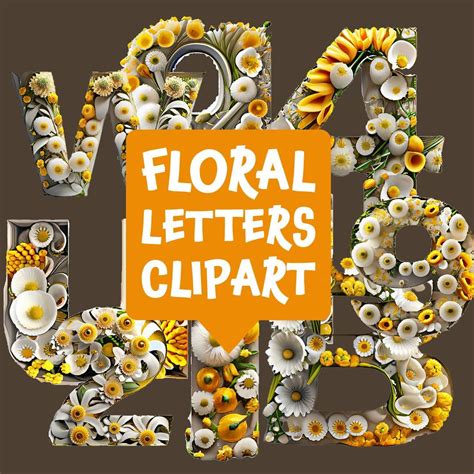 Floral Alphabet Clipart Letters Clipart Digital Alphabet Printable