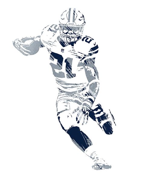 Ezekiel Elliott Dallas Cowboys Watercolor Strokes Pixel Art 1 Mixed