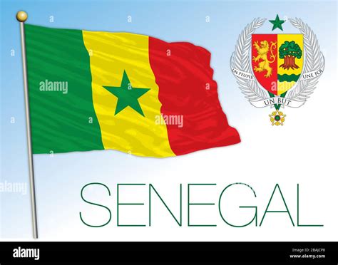 Senegal Official National Flag Ane Coat Of Arms African Country