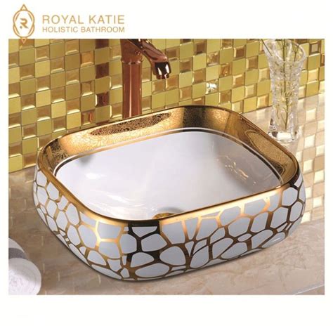 Pin On Luxury Golden Pattern Wash Basin