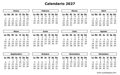 Calendario 2027