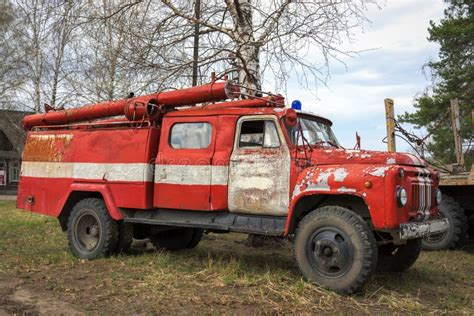 Fire Engine Retro Soviet Car ZIL 130 Editorial Image Image Of Drawing