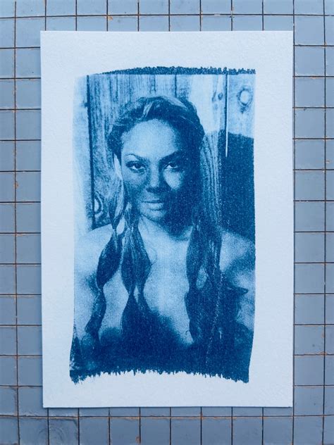 Art Nude Model Merrique X Cyanotype Print On Heavyweight Printmaking