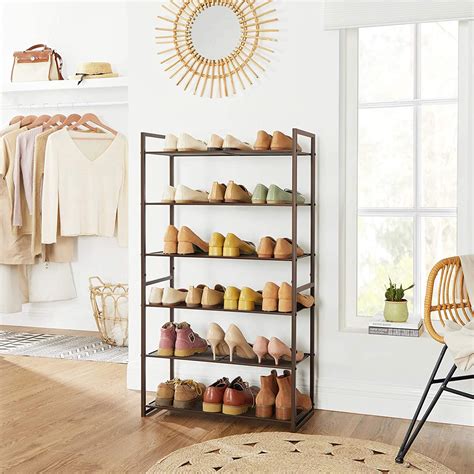 6 Tier Metal Shoe Storage Rack Home Furniture Songmics