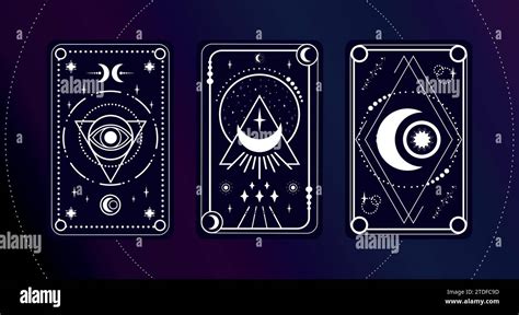 Tarot Card Set With A Magical Eye Moon Crescent And Stars Decorated