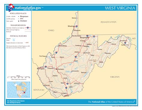 Large Detailed Map Of West Virginia State West Virginia State USA