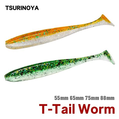 TSURINOYA Fishing Lure Soft Baits 55mm 65mm Shad Worm Wobblers Double