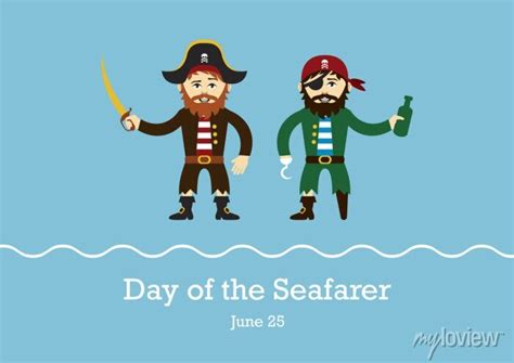 Day Of The Seafarer Vector Seafarer Cartoon Character Pirate Posters