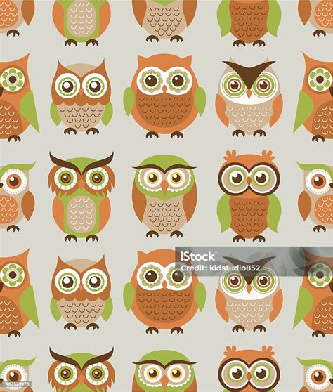 Seamless Owls Pattern Stock Illustration Download Image Now Animal