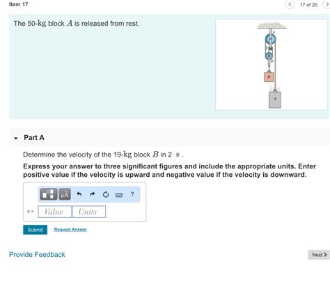 Solved Item 17 17 Of 20 The 50 Kg Block A Is Released From Chegg