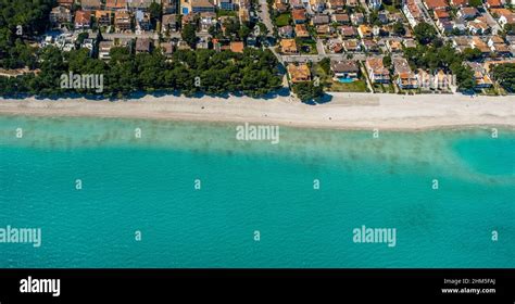 Aerial View Alcudia Turquoise Water On Alcudia Beach Platja D