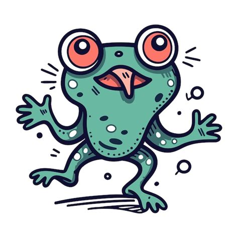 Premium Vector Funny Cartoon Frog Vector Illustration In Doodle Style