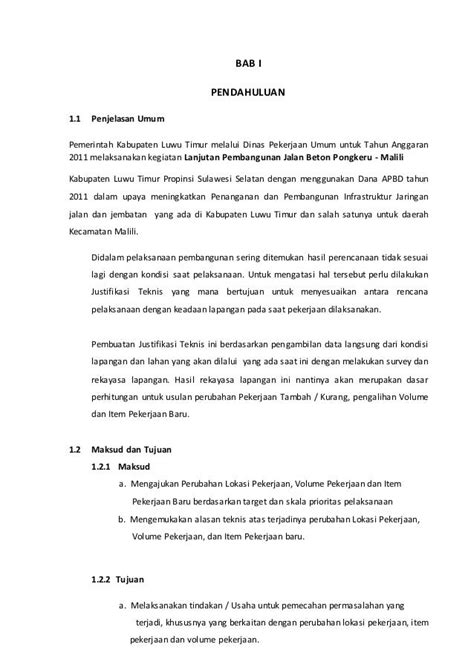 Contoh Surat Justifikasi Teknis Contoh Surat