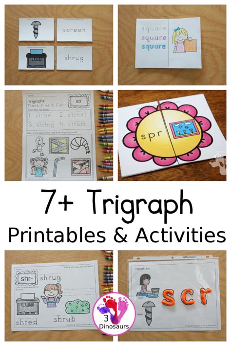 7+ Trigraph Printables & Activities | 3 Dinosaurs