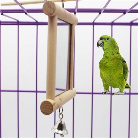 SPRING PARK Pet Bird Mirror With Bell Interactive Parrot Toy For Parrot