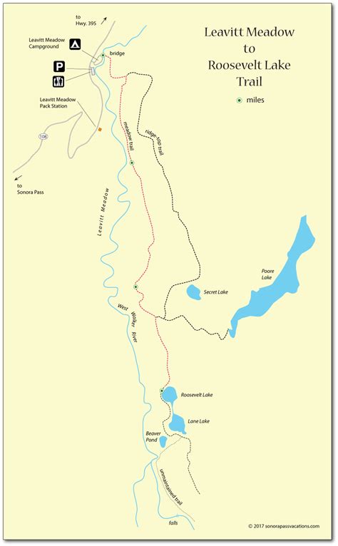 Leavitt Meadow To Roosevelt Lake Trail Map Roosevelt Lake Trail Maps