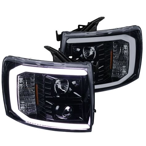 Spec D Tuning Led Light Bar Projector Headlights Lamps For 2007 2014 Chevy Silverado Pickup Head