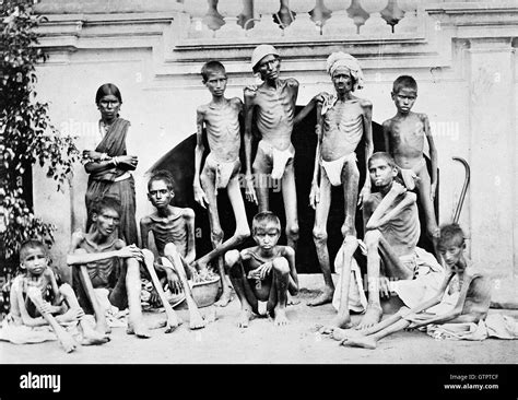 Bangalore Famine 1876 1878 Emaciated Group Waiting For Aid Relief