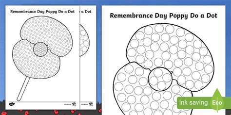 Remembrance Day Poppy Do A Dot Activity Teacher Made