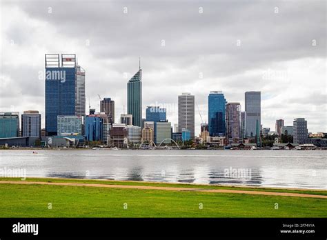 Perth City Skyline On The Swan River Photographed From The South Perth