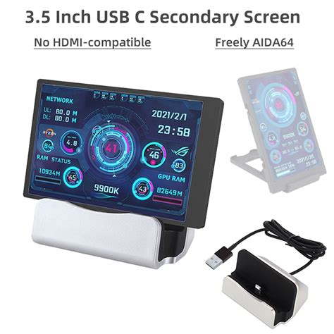 Inch Ips Type C Secondary Screen For Computer Cpu Gpu Ram Hdd