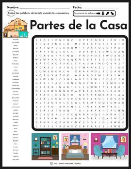 Partes De La Casa Sopa De Letras Spanish Parts Of The House Word