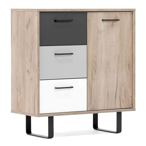 Finori Commode Orlando 1 Gris et chêne artisanal