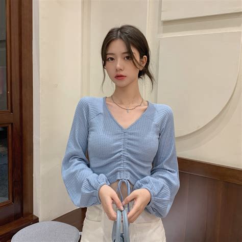 V Neck Long Sleeve Big Size Sexy Top Womens Fashion Tops Longsleeves On Carousell