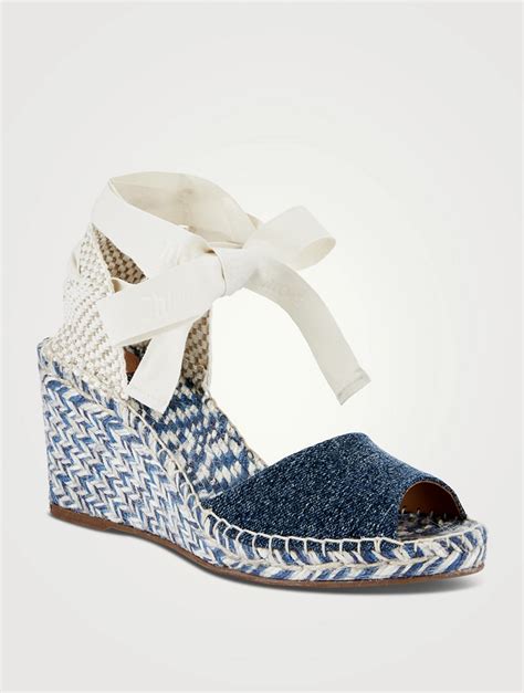 Chlo Piia Denim Espadrille Wedge Sandals Holt Renfrew Canada