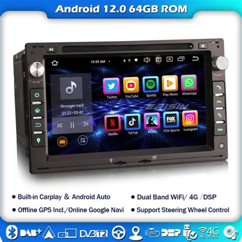 64GO ANDROID 12 Navi Autoradio Pour VW Passat Golf 4 Skoda SEAT GPS