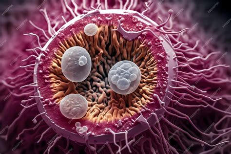 Premium AI Image | Microscopic macro close up shot of cell and bacteria ... 