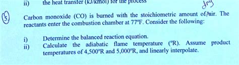 SOLVED Ii Carbon Monoxide CO Is Burned With The Stoichiometric