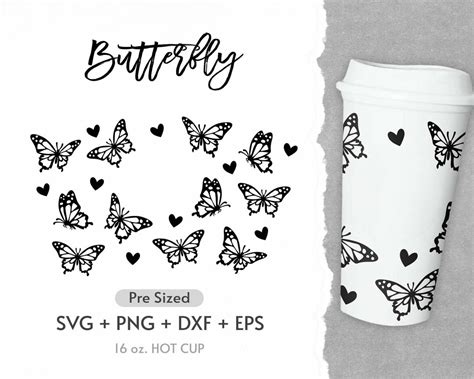 Oz Butterfly Hot Cup Svg Full Wrap Svg Butterfly Flowers Svg Pre Sized Hot Cup Mama